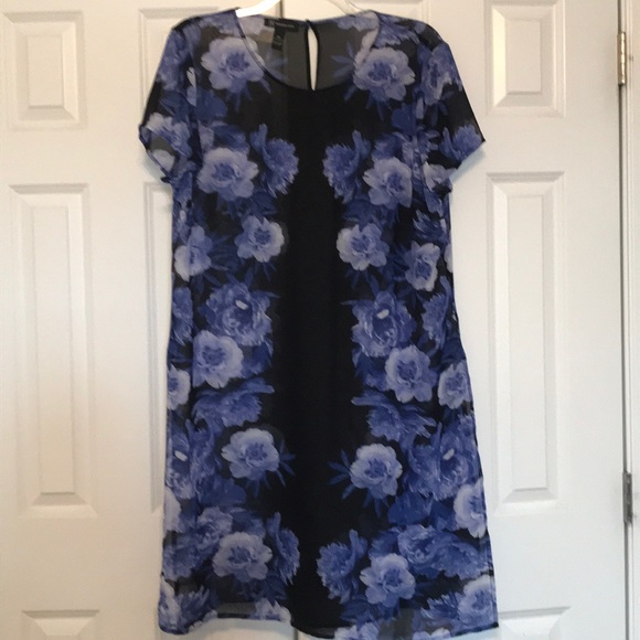 INC International Concepts Dresses & Skirts - I.N.C. Dress black with royal floral.  Sheer.  XXL